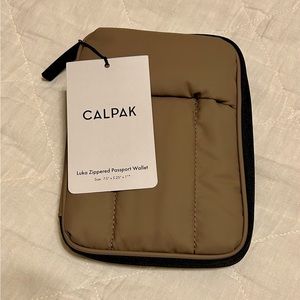 Calpak Luka zippered passport wallet chocolate brown